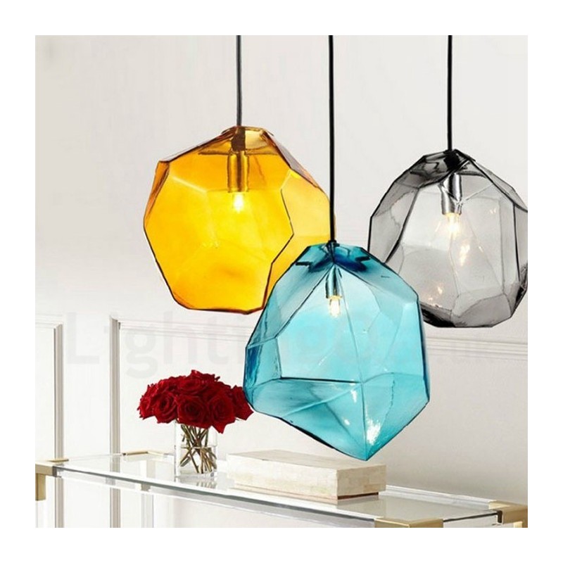 Lámpara colgante rústica tipo cabaña de 1 luz con pantalla de cristal
