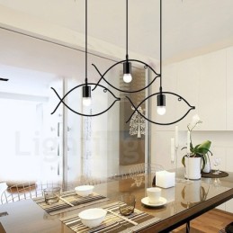 Lámpara colgante rústica estilo retro con forma de pez y pantalla de acero, de 1 luz