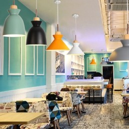 Lámpara colgante moderna contemporánea de acero de 1 luz con pantalla de aleación de aluminio