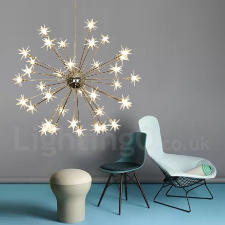 Lámpara colgante moderna contemporánea de acero de 32 luces con pantalla de vidrio Lámpara colgante moderna contemporánea de acero de 32 luces con pantalla de vidrio