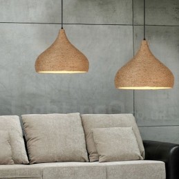 Lámpara colgante de cuerda de cáñamo rústica retro de 1 luz con pantalla de cuerda de cáñamo