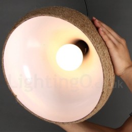 Lámpara colgante de cuerda de cáñamo rústica retro de 1 luz con pantalla de cuerda de cáñamo