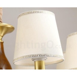 Lámpara colgante de latón rústico retro de 6 luces con pantalla de cristal