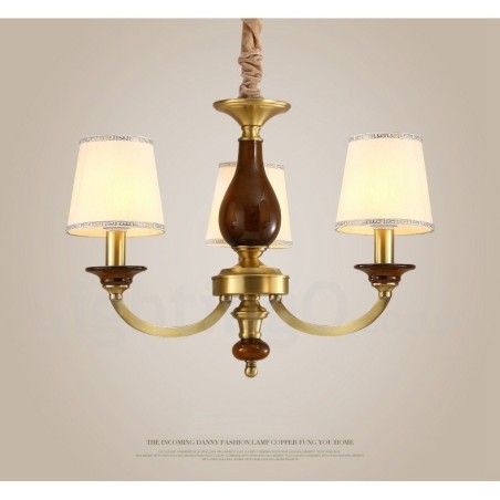 Lámpara colgante de latón rústico retro de 3 luces con pantalla de cristal Lámpara colgante de latón rústico retro de 3 luces con pantalla de cristal