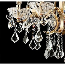 Lámpara de araña de cristal de hierro forjado dorado de alta calidad de 8 luces