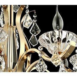 Lámpara de araña de cristal de hierro forjado dorado de alta calidad de 8 luces