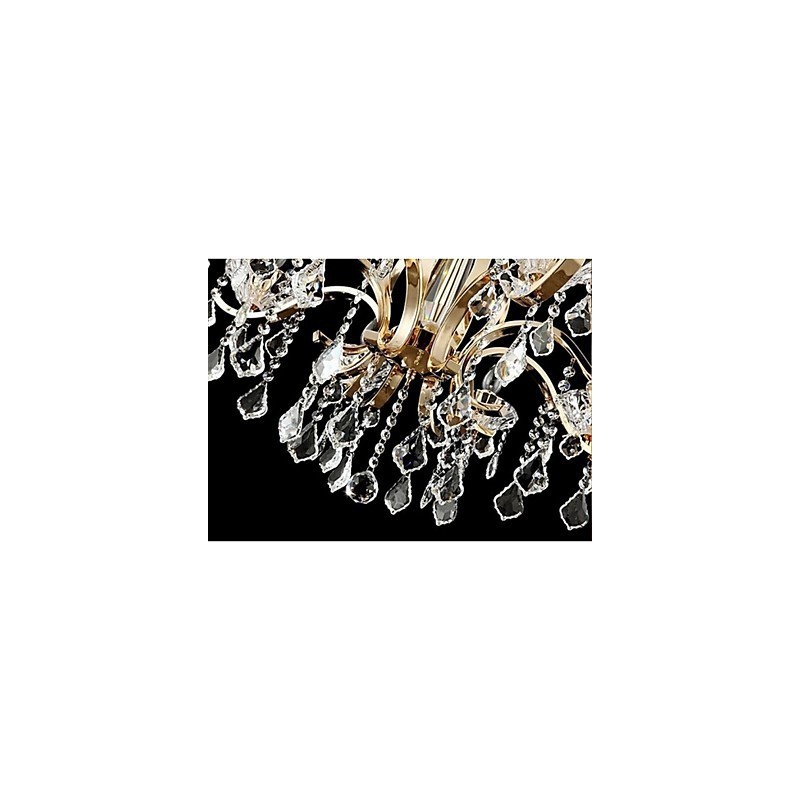 Lámpara de araña de cristal de hierro forjado dorado de alta calidad de 8 luces