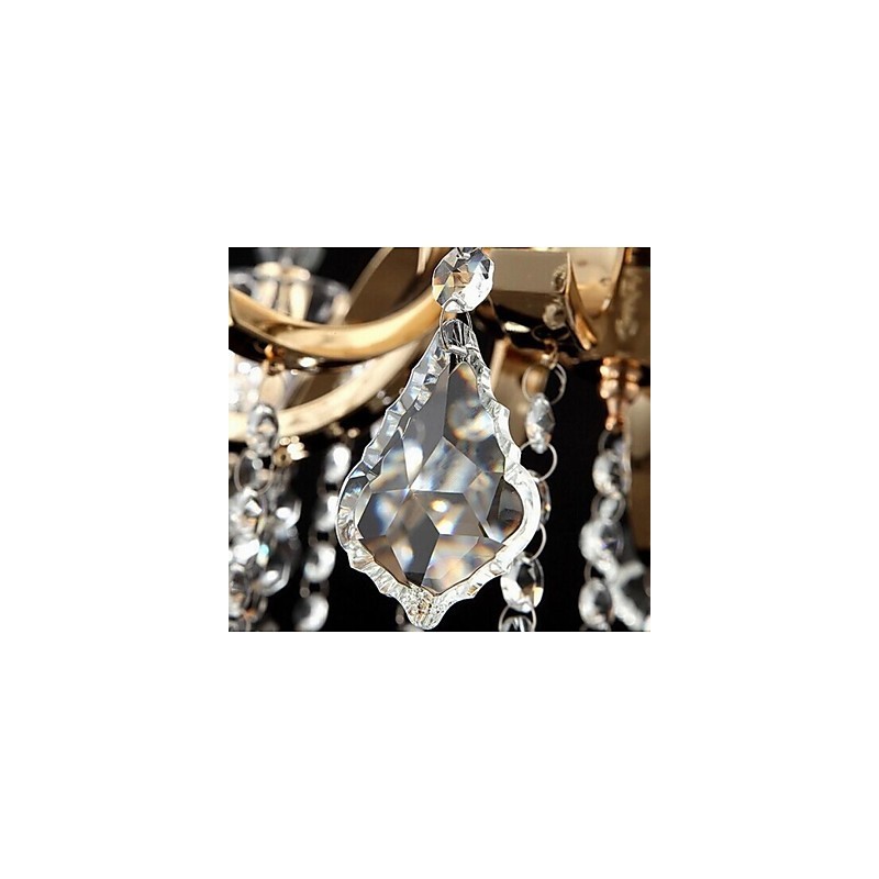 Lámpara de araña de cristal de hierro forjado dorado de alta calidad de 8 luces