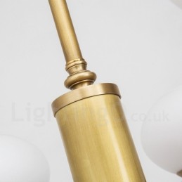 Lámpara colgante de latón rústico retro de lujo de 9 luces con pantalla de cristal
