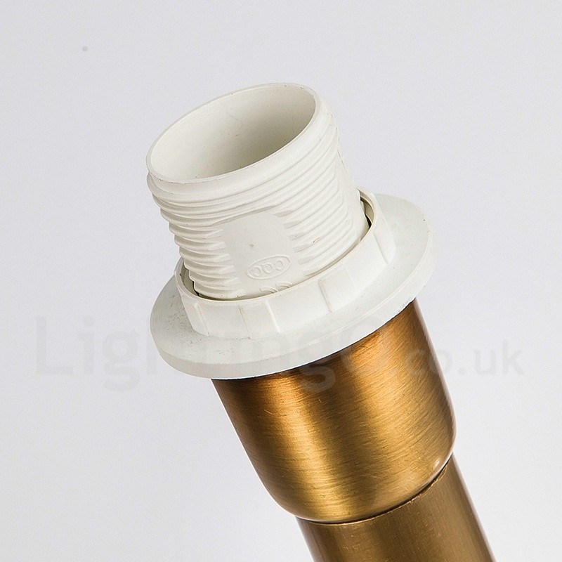 Lámpara colgante de latón rústico retro de 8 luces con pantalla de tela