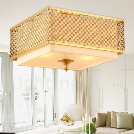Lámpara colgante de latón rústico retro de 4 luces con pantalla de tela Lámpara colgante de latón rústico retro de 4 luces con pantalla de tela