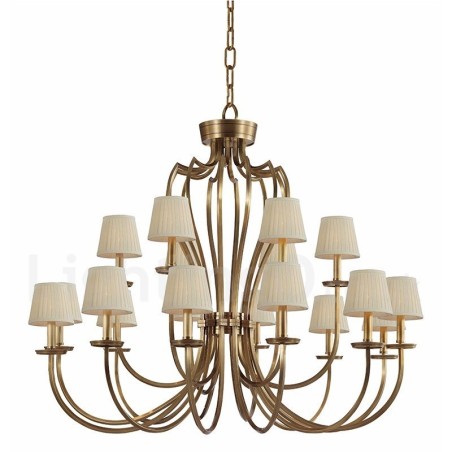 Lámpara colgante de latón rústico retro de lujo de 18 luces con pantalla de tela Lámpara colgante de latón rústico retro de lujo de 18 luces con pantalla de tela