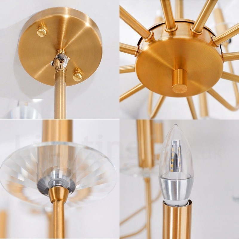 Lámpara colgante de latón rústico retro de 12 luces