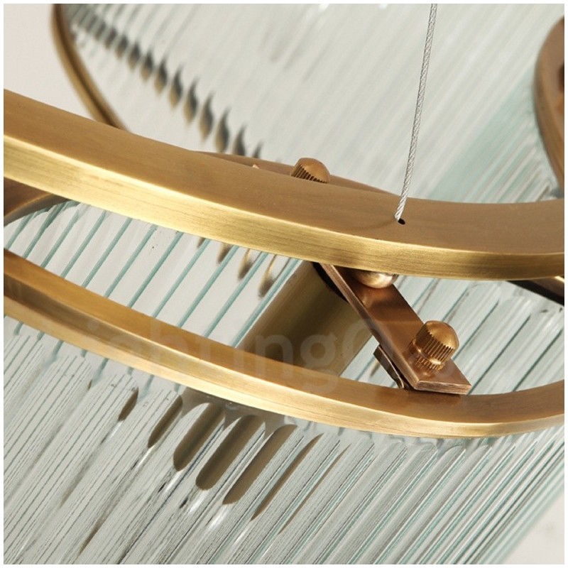 Lámpara colgante de latón rústico retro de 6 luces con pantalla de cristal