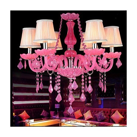 Lámpara de café Proyecto Luz Vela Cristal Lámpara colgante Rosa A Lámpara de café Proyecto Luz Vela Cristal Lámpara colgante Rosa A