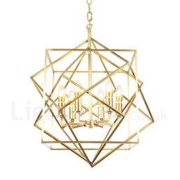 Lámpara colgante de latón rústico retro de 6 luces