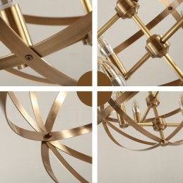 Lámpara colgante de latón rústico retro de 8 luces