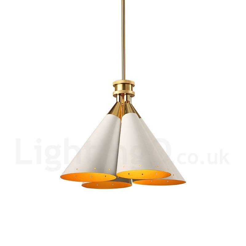 Lámpara colgante de aleación de aluminio de lujo, estilo rústico retro, de 4 luces, con pantalla de aleación de aluminio.