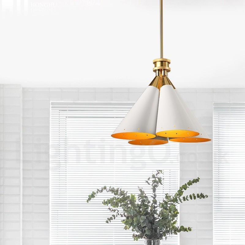 Lámpara colgante de aleación de aluminio de lujo, estilo rústico retro, de 4 luces, con pantalla de aleación de aluminio.