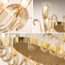 Lámpara colgante de aleación de aluminio de lujo, estilo rústico retro, de 12 luces, con pantalla de cristal