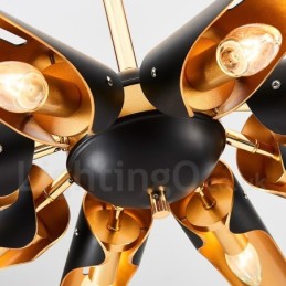 Lámpara colgante de aleación de aluminio de lujo, estilo rústico retro, de 5 luces, con pantalla de aleación de aluminio.