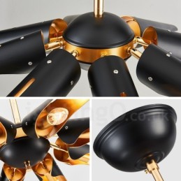 Lámpara colgante de aleación de aluminio de lujo, estilo rústico retro, de 5 luces, con pantalla de aleación de aluminio.