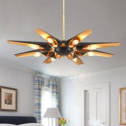 Lámpara colgante de aleación de aluminio de lujo, estilo rústico retro, de 8 luces, con pantalla de aleación de aluminio.