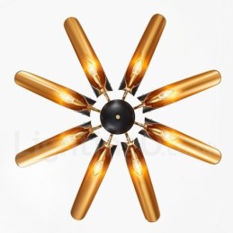 Lámpara colgante de aleación de aluminio de lujo, estilo rústico retro, de 8 luces, con pantalla de aleación de aluminio.