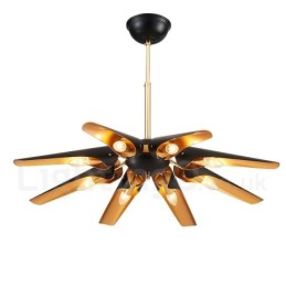 Lámpara colgante de aleación de aluminio de lujo, estilo rústico retro, de 8 luces, con pantalla de aleación de aluminio.