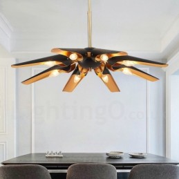 Lámpara colgante de aleación de aluminio de lujo, estilo rústico retro, de 8 luces, con pantalla de aleación de aluminio.