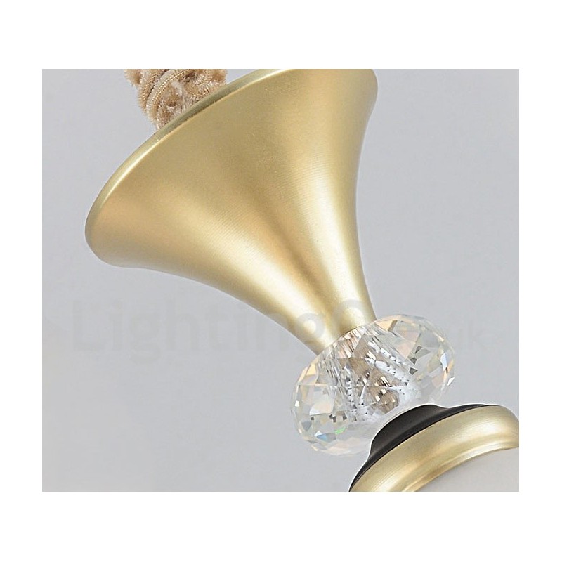 Lámpara colgante de cristal rústica retro de lujo de 6 luces con pantalla de cristal