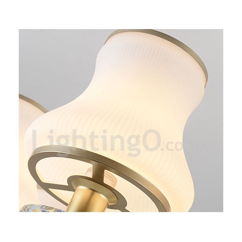 Lámpara colgante de cristal rústica retro de lujo de 8 luces con pantalla de cristal