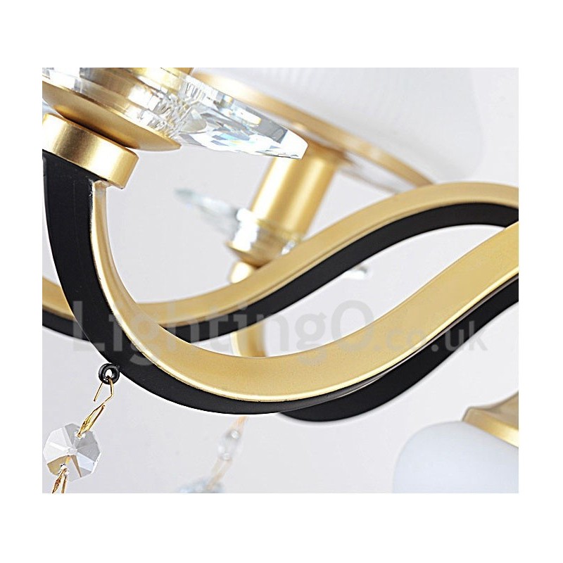 Lámpara colgante de cristal rústica retro de lujo de 8 luces con pantalla de cristal