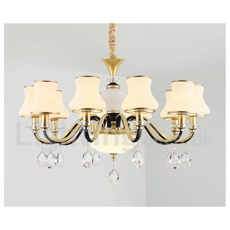 Lámpara colgante de cristal de lujo rústica retro con pantalla de cristal
