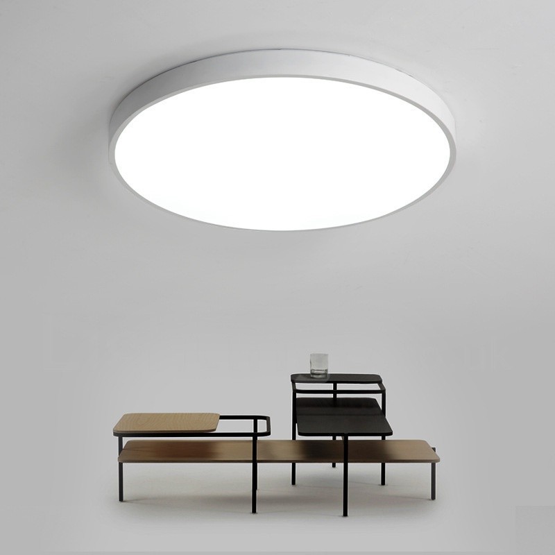 Lámpara de techo empotrada de estilo nórdico contemporáneo, ultrafina y regulable, con pantalla acrílica y control remoto. También se puede usar como luz de pared.
