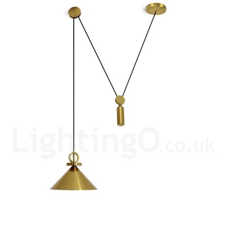 Lámpara colgante de techo de latón con diseño nórdico contemporáneo moderno de cobre puro y con subida y bajada. Lámpara colgante de techo de latón con diseño nórdico contemporáneo moderno de cobre puro y con subida y bajada.