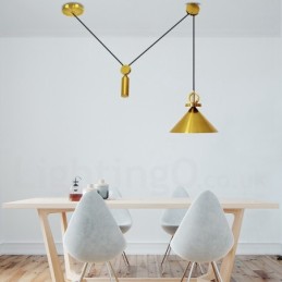 Lámpara colgante de techo de latón con diseño nórdico contemporáneo moderno de cobre puro y con subida y bajada.