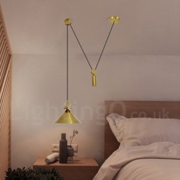 Lámpara colgante de techo de latón con diseño nórdico contemporáneo moderno de cobre puro y con subida y bajada.