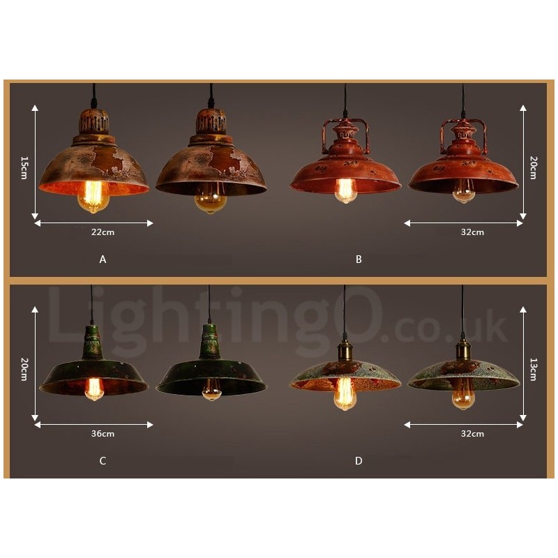 Lámpara colgante rústica estilo loft, estilo retro vintage, de 1 luz