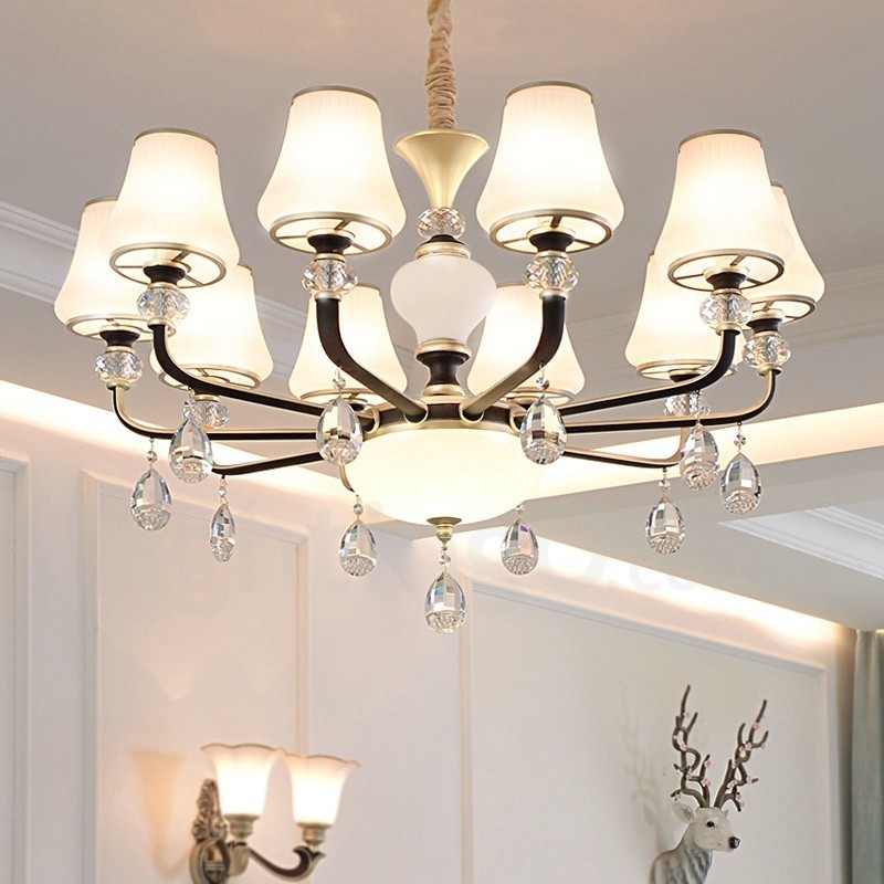 Lámpara colgante de cristal moderna, contemporánea, retro, de lujo, con pantalla de cristal