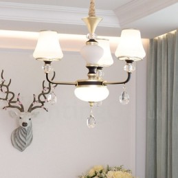 Lámpara colgante de cristal moderna, contemporánea, retro, de lujo, con pantalla de cristal