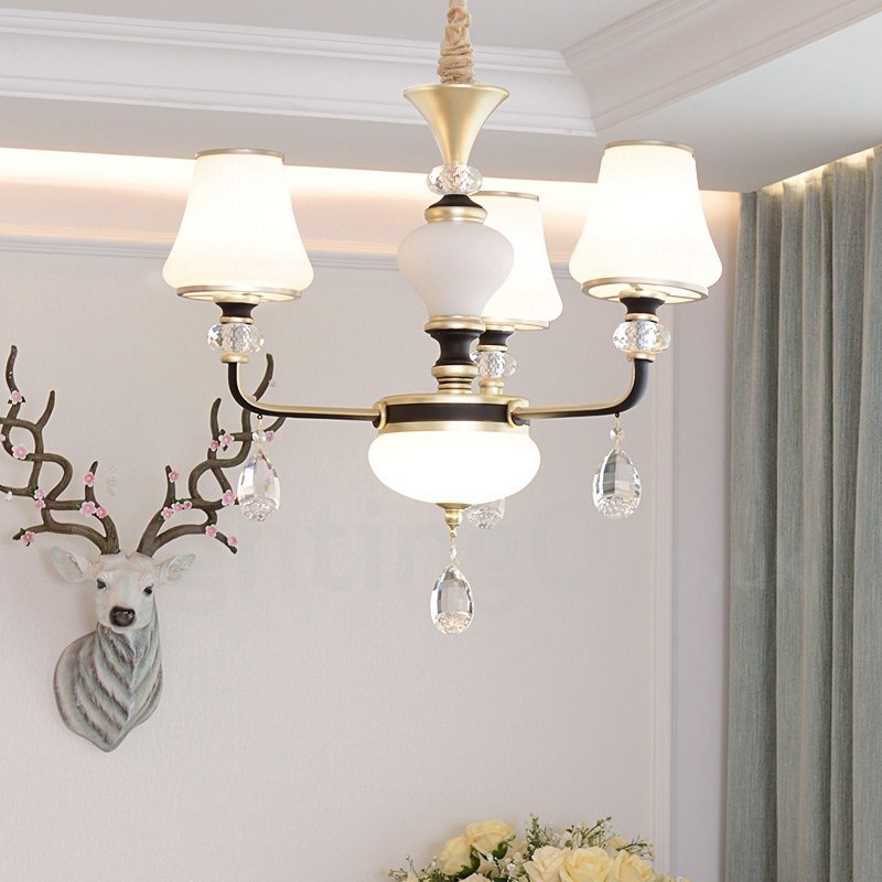 Lámpara colgante de cristal moderna, contemporánea, retro, de lujo, con pantalla de cristal