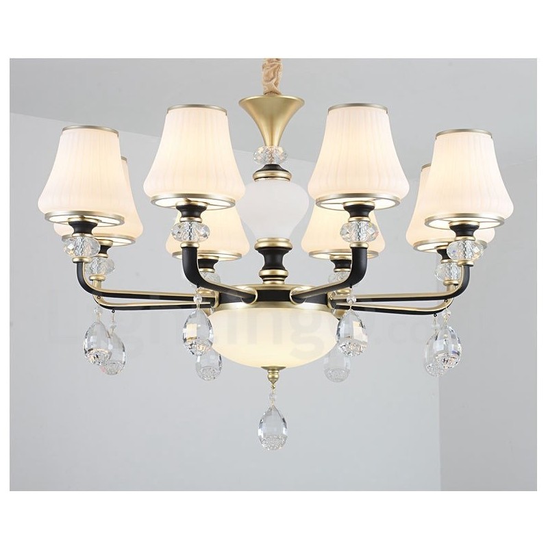 Lámpara colgante de cristal moderna, contemporánea, retro, de lujo, con pantalla de cristal
