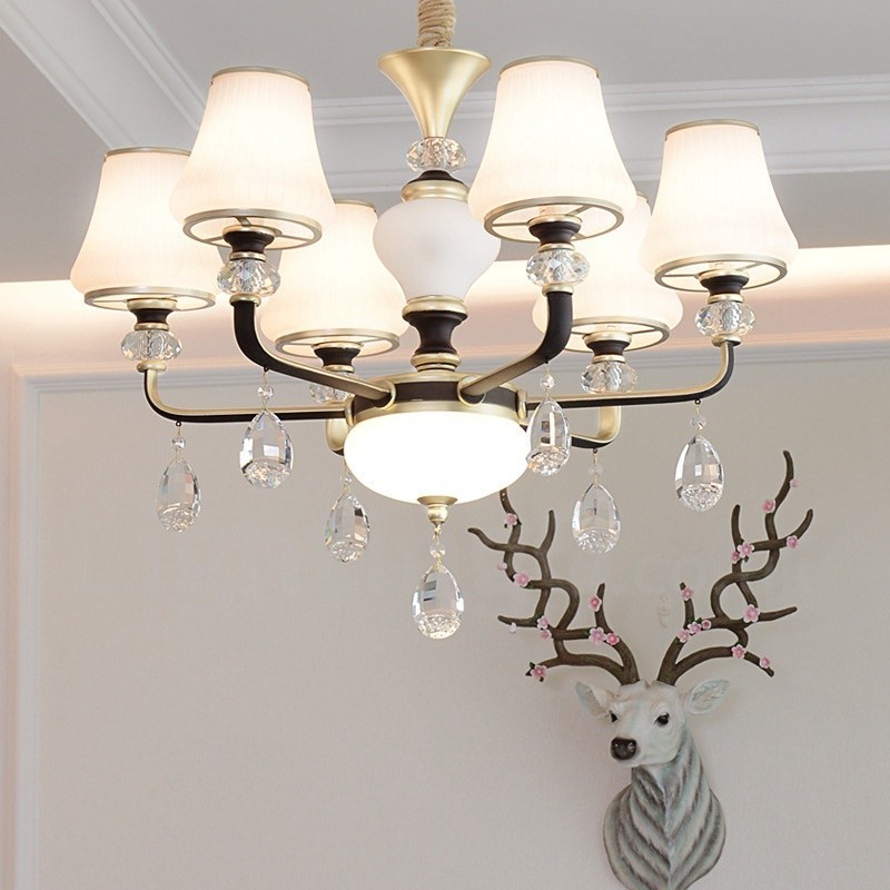 Lámpara colgante de cristal moderna, contemporánea, retro, de lujo, con pantalla de cristal
