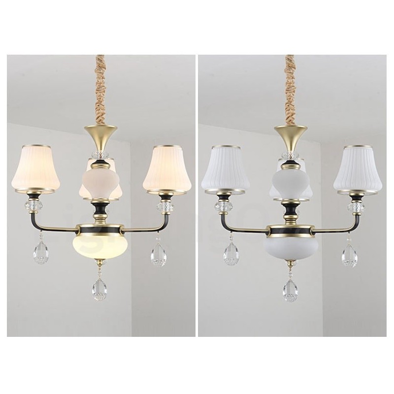 Lámpara colgante de cristal moderna, contemporánea, retro, de lujo, con pantalla de cristal