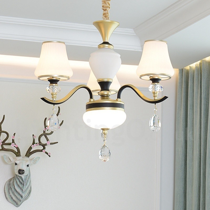 Lámpara colgante de cristal moderna, contemporánea, retro, de lujo, con pantalla de cristal