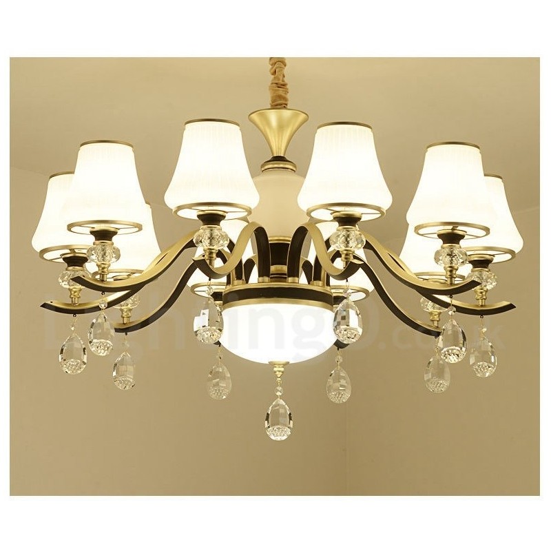 Lámpara colgante de cristal moderna, contemporánea, retro, de lujo, con pantalla de cristal