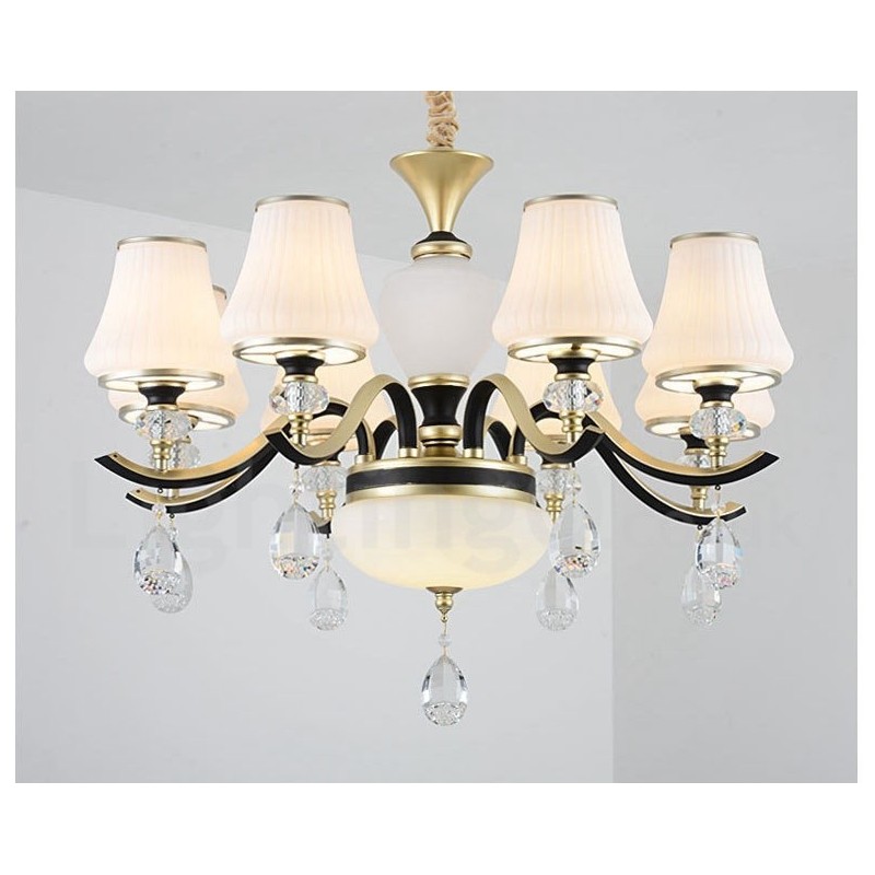 Lámpara colgante de cristal moderna, contemporánea, retro, de lujo, con pantalla de cristal