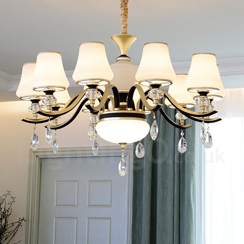 Lámpara colgante de cristal moderna, contemporánea, retro, de lujo, con pantalla de cristal