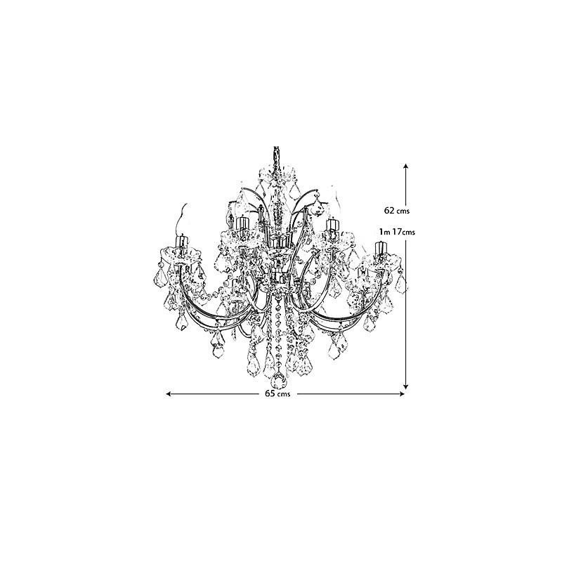 Elegante lámpara de araña de cristal con 8 luces